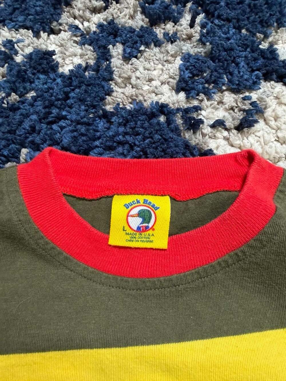 Vintage Duck Head Made in USA Striped Graphic T-Shirt - Picture 2 of 4